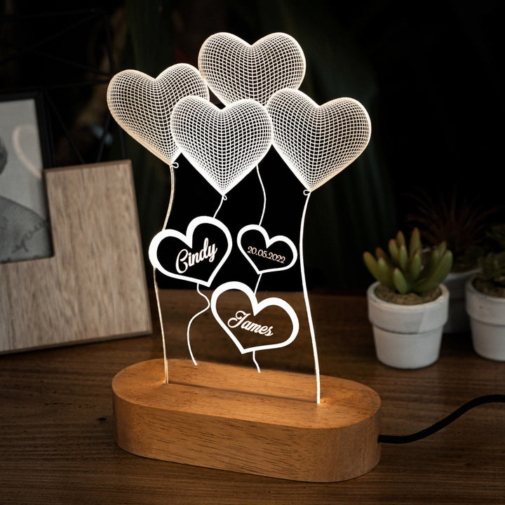 Personalized 3D Illusion LED Lamp, Anniversary Gift for Him or Her, Infinity Symbol Custom Night Light,Romantic Home Decor,Lamp for Bedroom