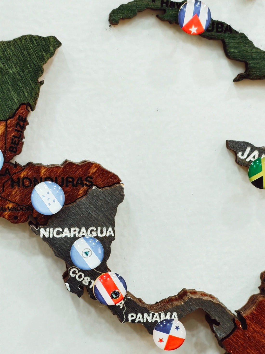3D Wooden World Map-Green and Brown