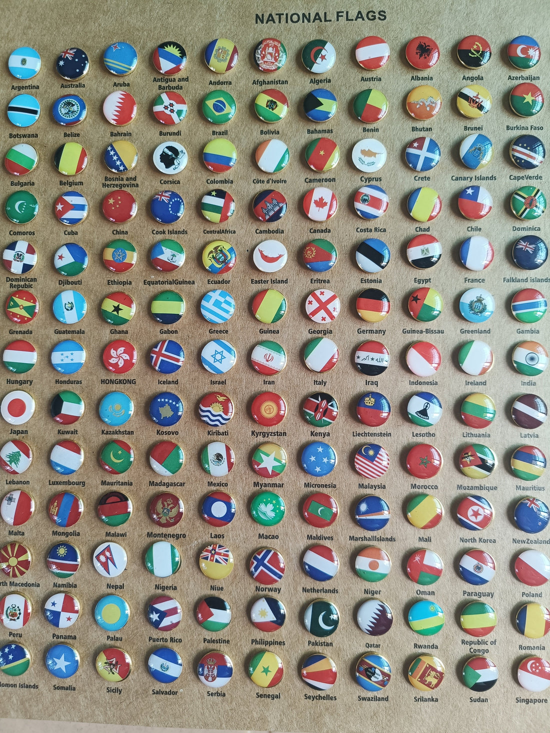 Set of Flags Push Pins for Wall Map