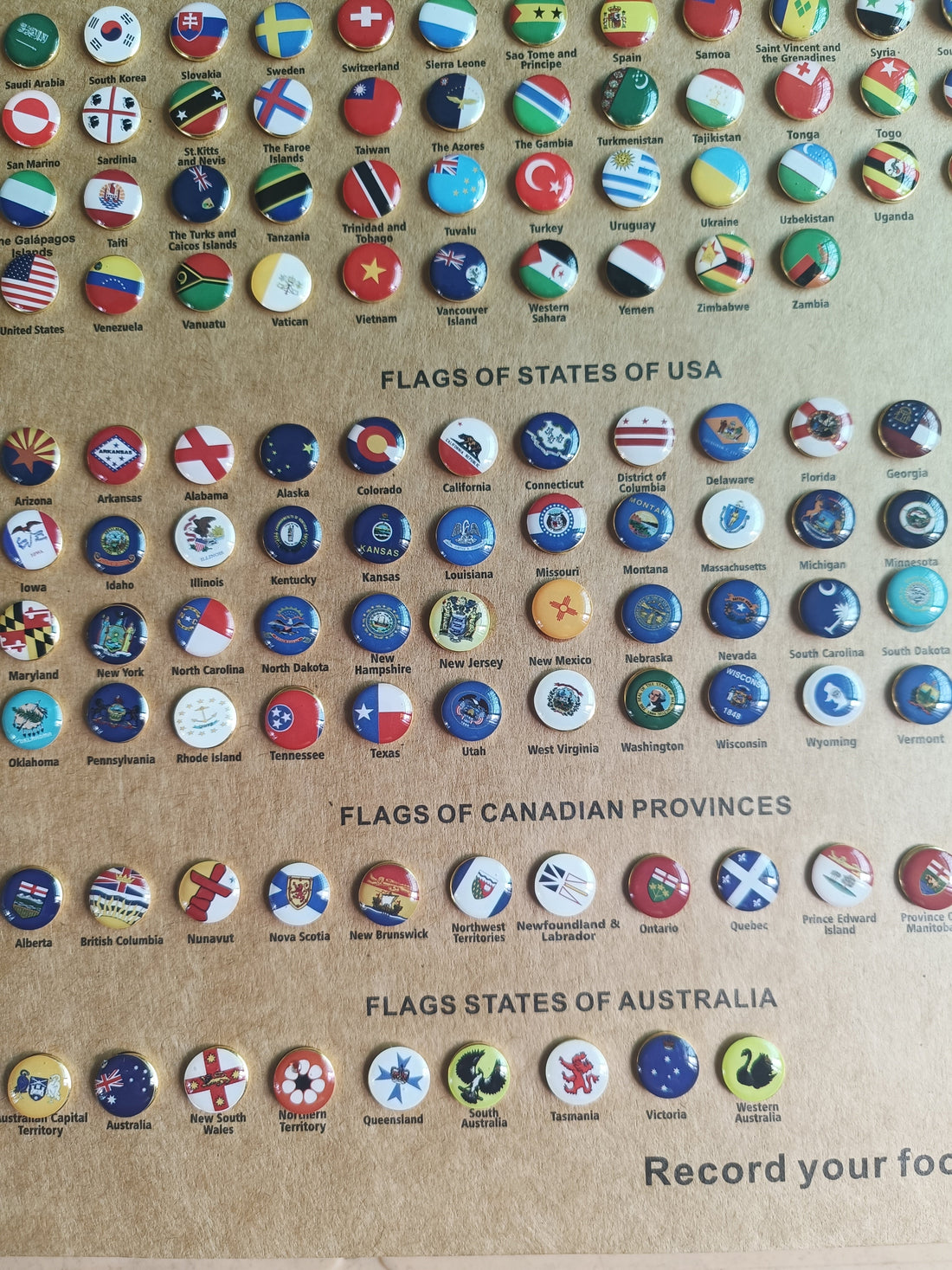 Set of Flags Push Pins for Wall Map