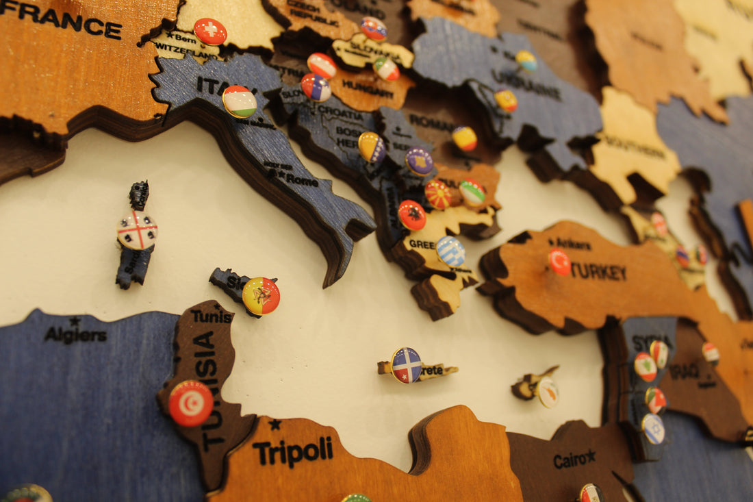 Set of Flags Push Pins for Wall Map