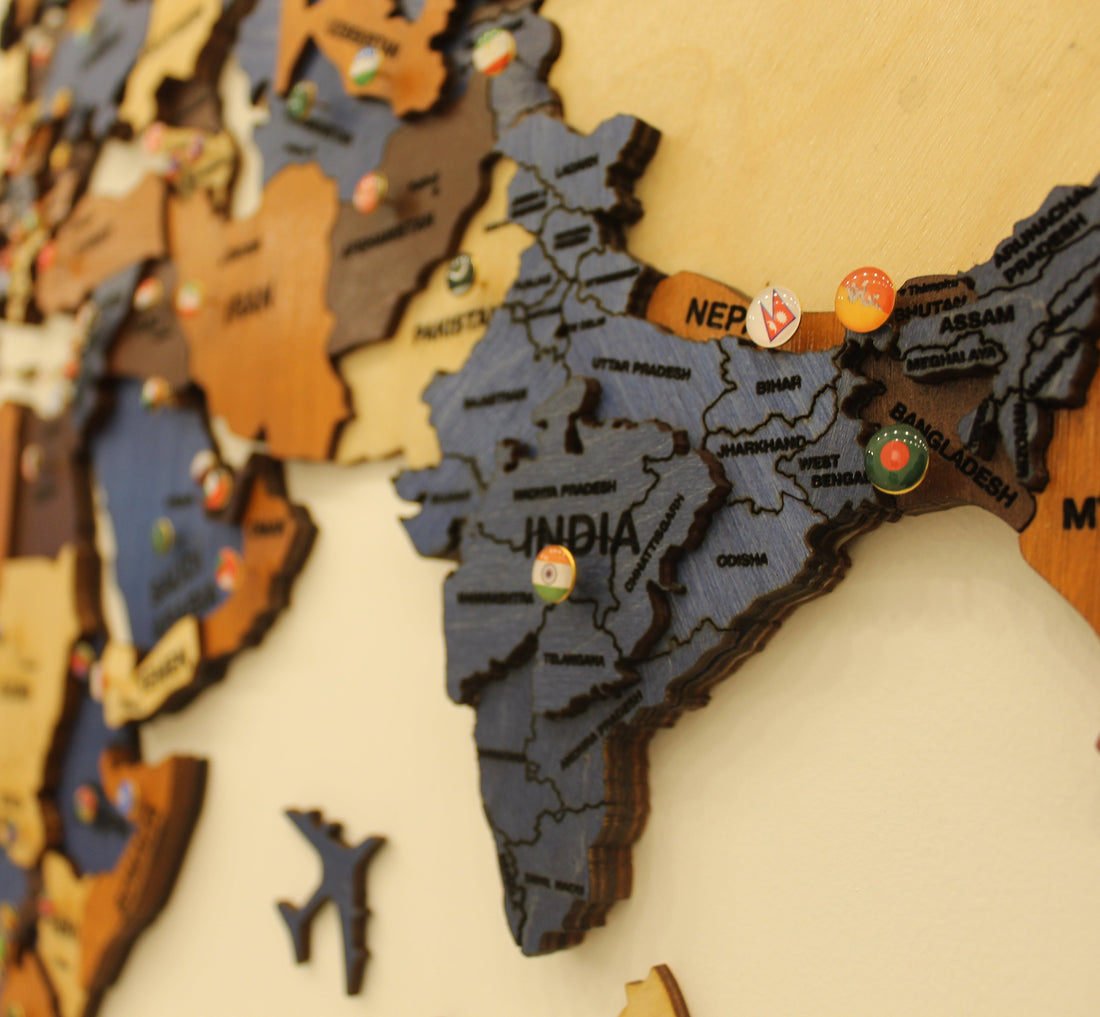 Set of Flags Push Pins for Wall Map