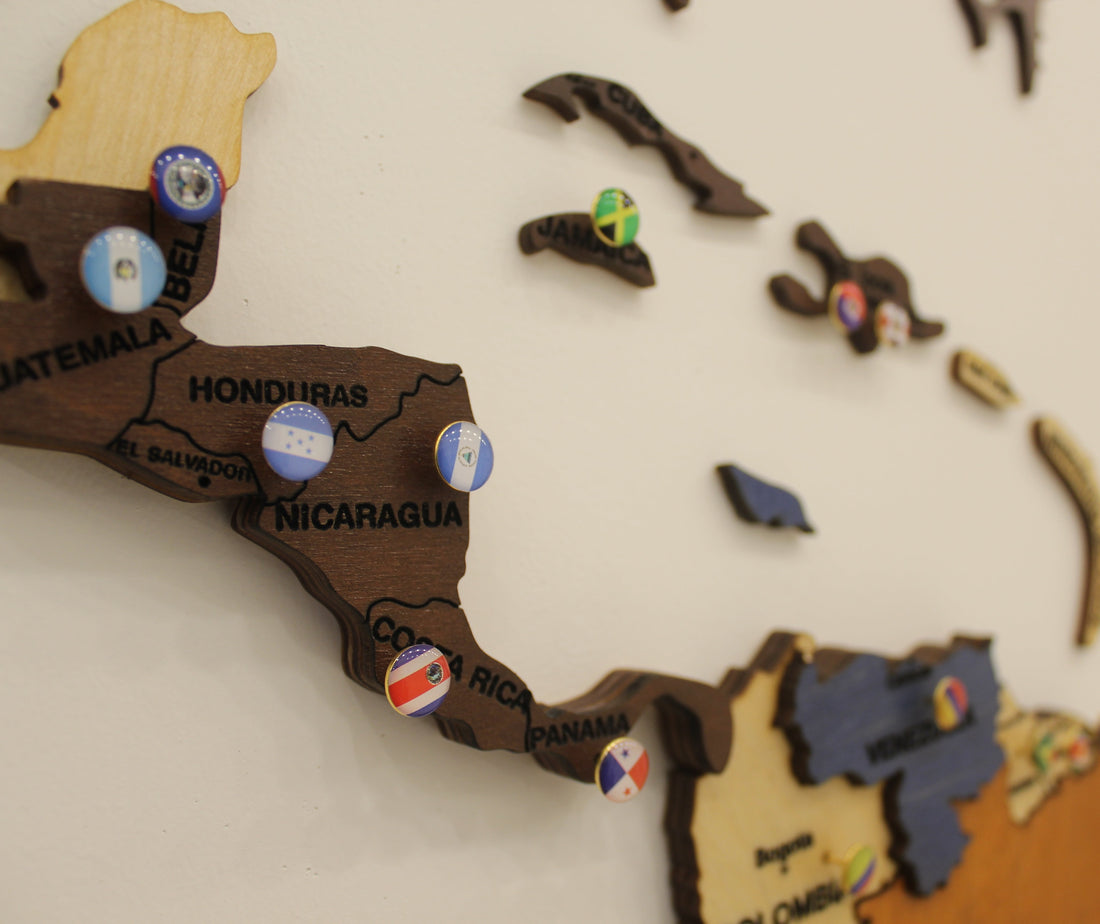 Set of Flags Push Pins for Wall Map