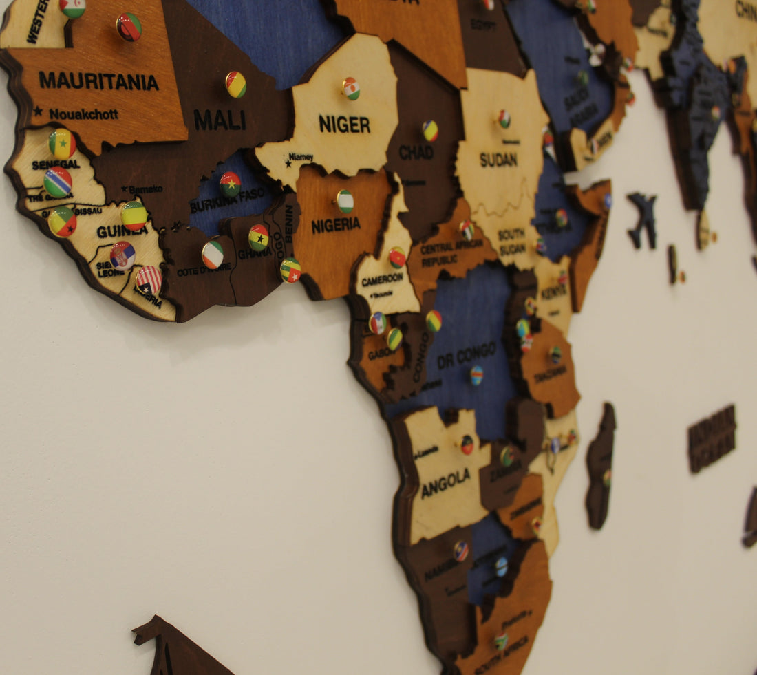 Set of Flags Push Pins for Wall Map