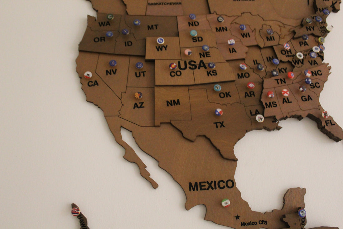 Set of Flags Push Pins for Wall Map