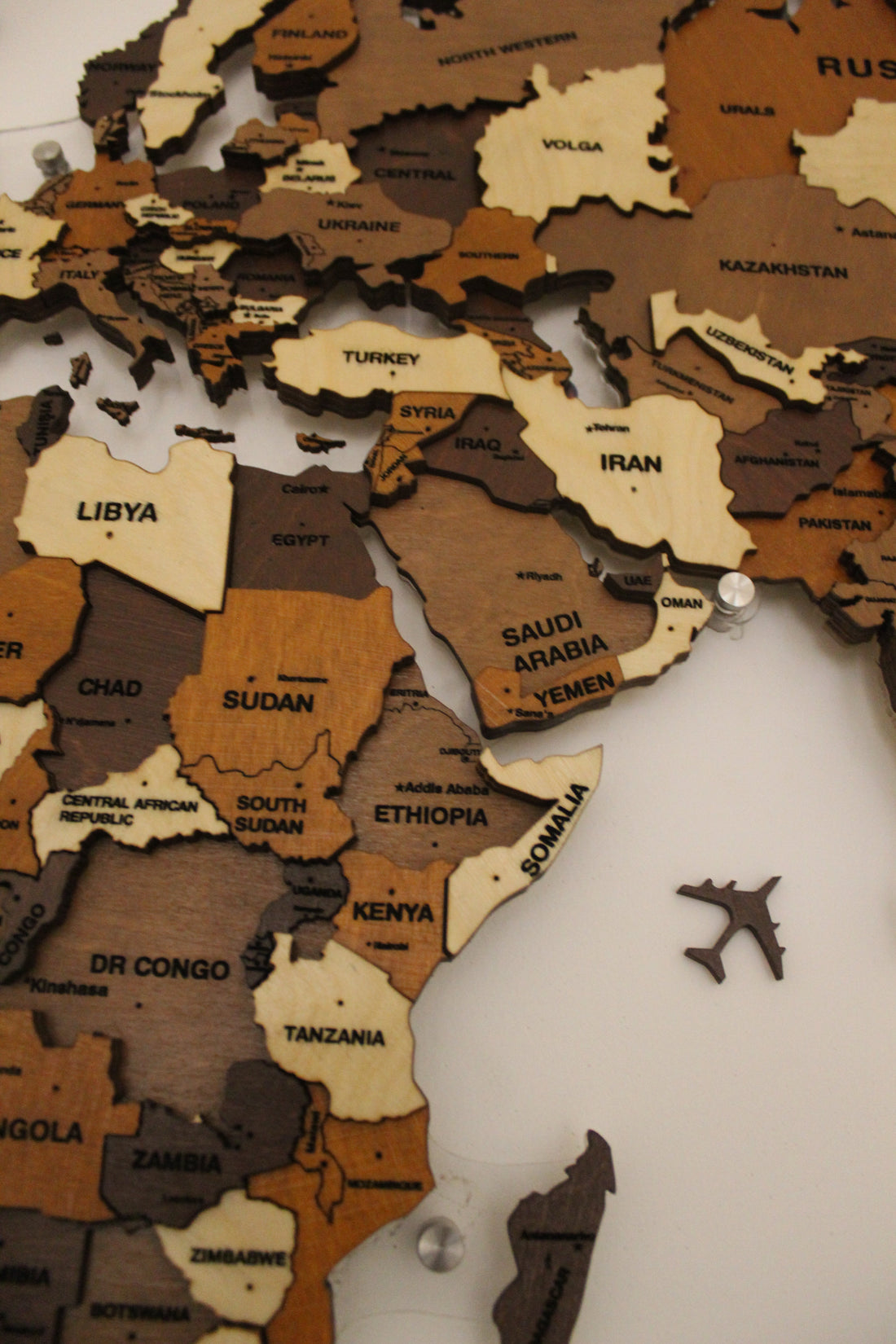 3D Wooden World Map Multicolor
