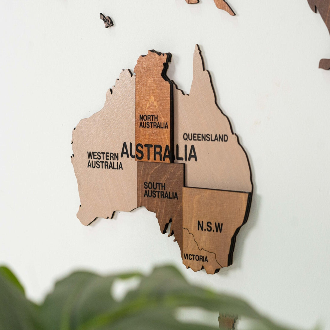 3D Wooden World Map Multicolor