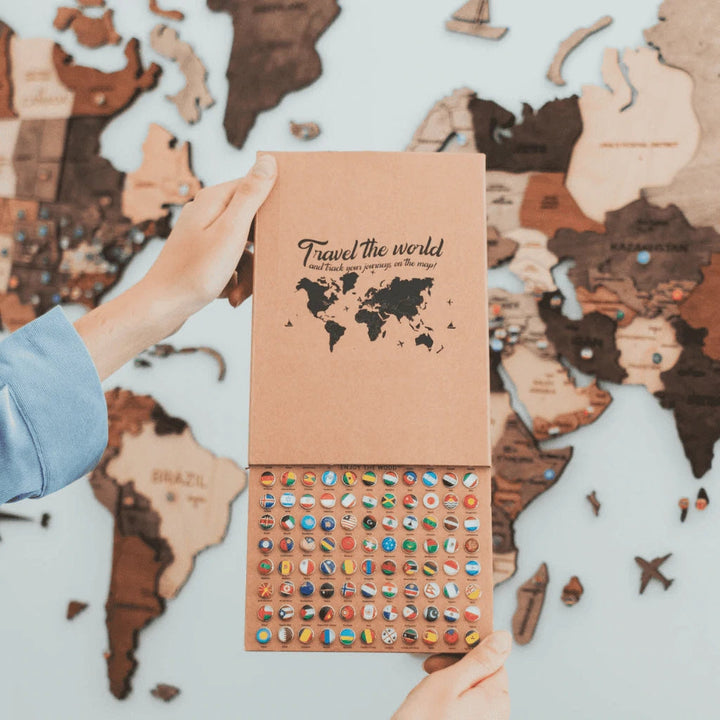 Set of Flags Push Pins for Wall Map