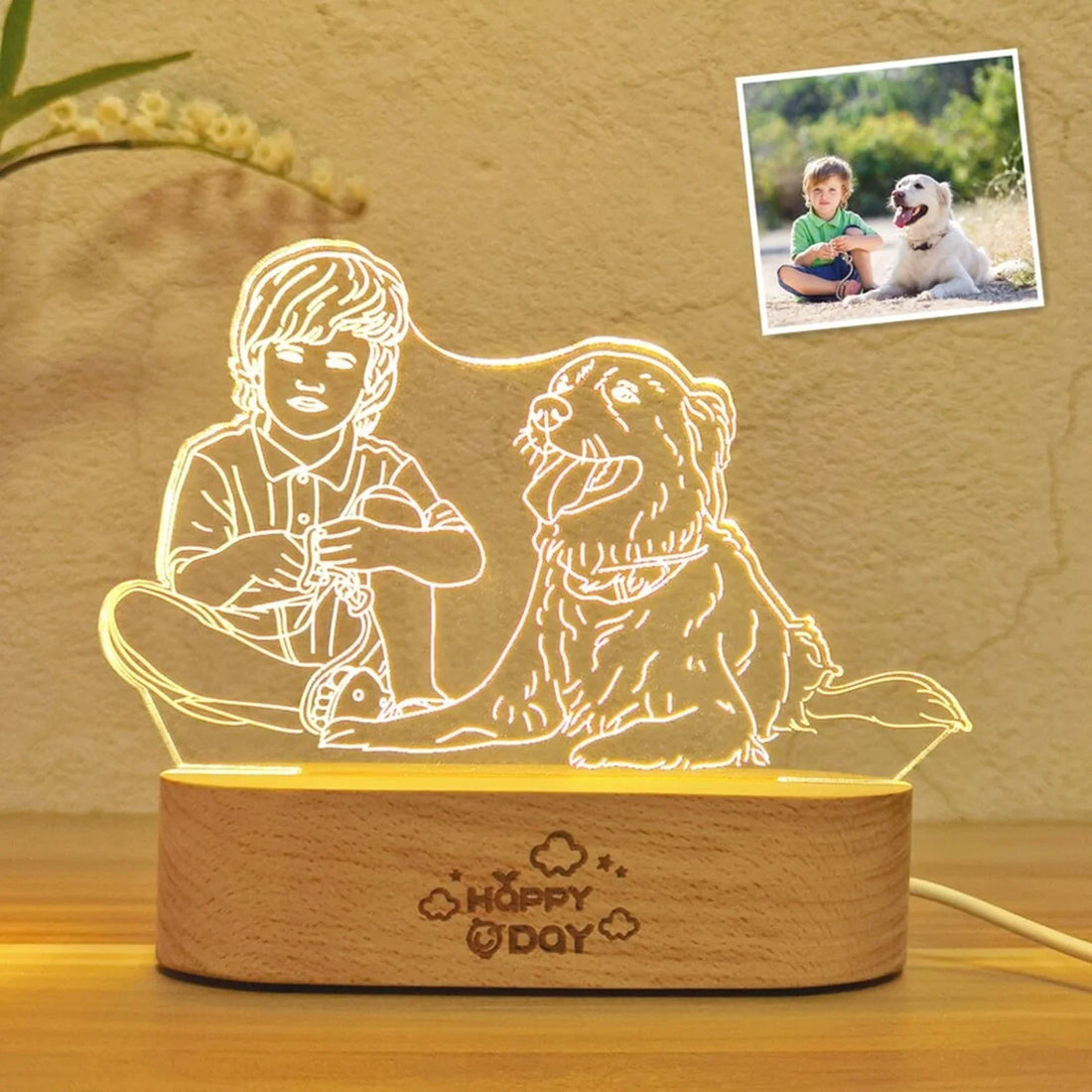 Personalized Line Art Photo Lamp, 3D Photo Light Nightlight, Engraved Name Light, Wedding Decor Picture, Gift for Her