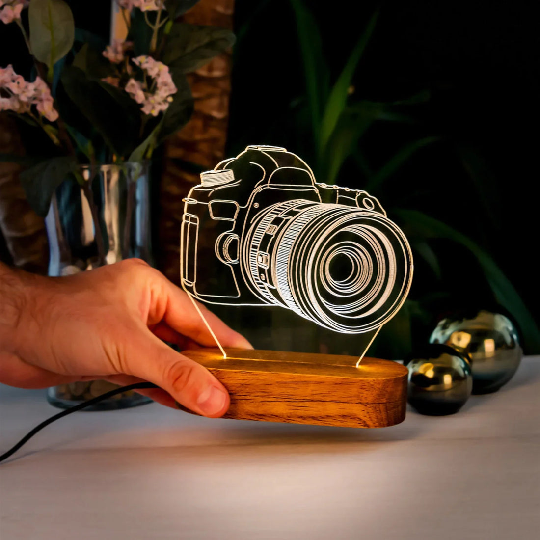 Camera Acrylic Led Lamp as Photographer Gift. 3D Night Light Photography Lover. 3D Illusion Lamp Night Light.