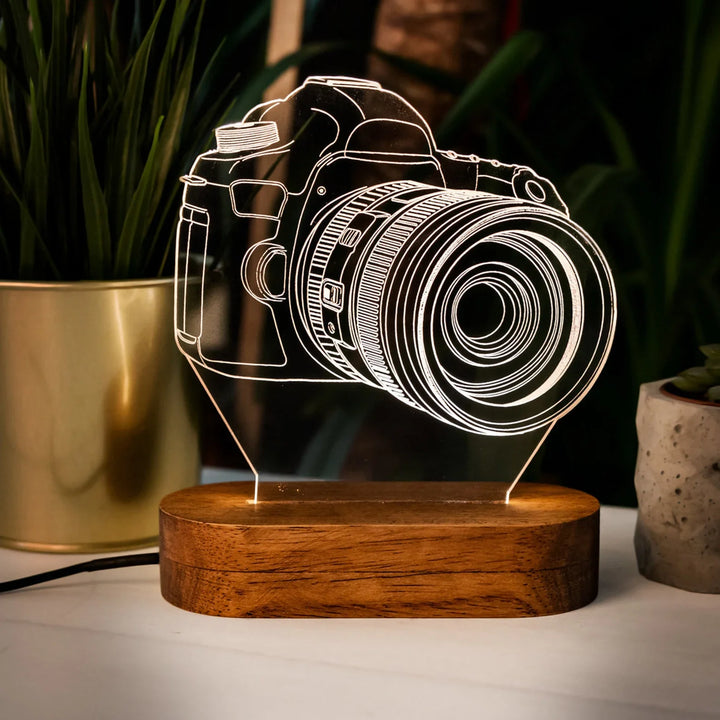 Camera Acrylic Led Lamp as Photographer Gift. 3D Night Light Photography Lover. 3D Illusion Lamp Night Light.