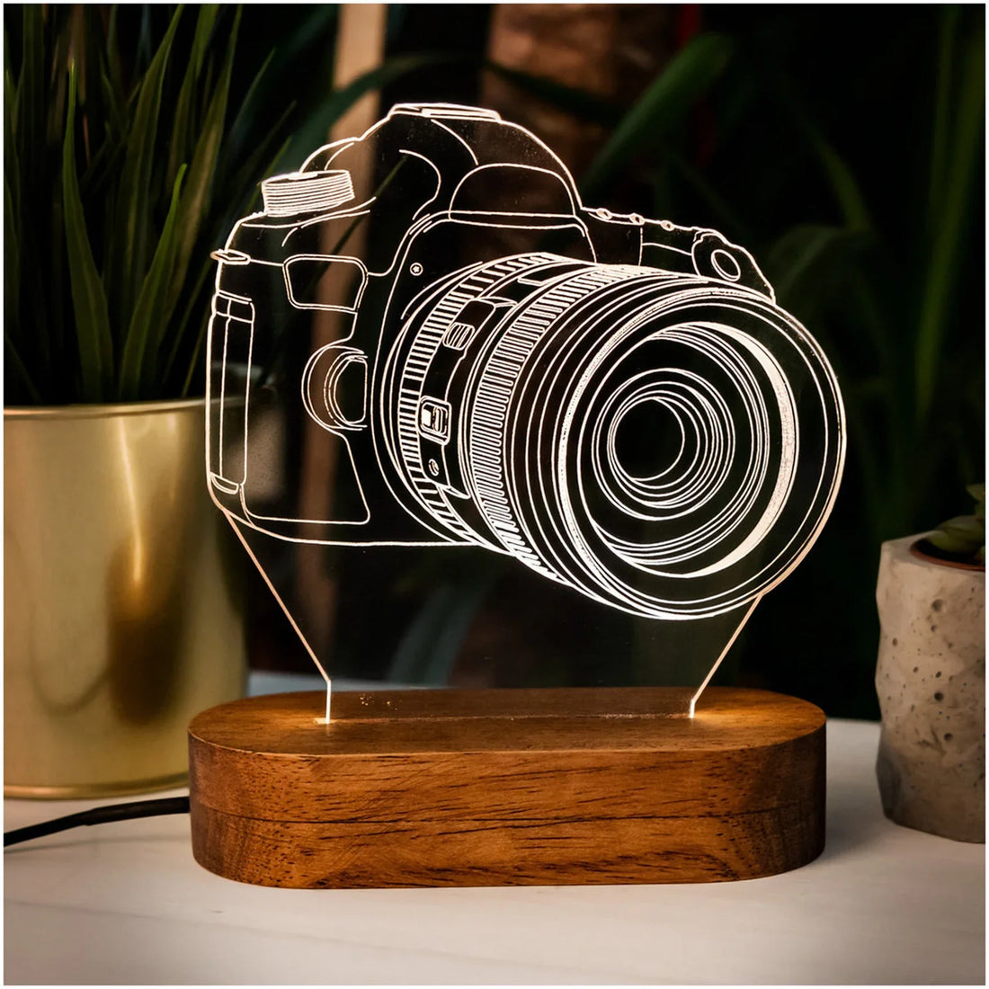 Camera Acrylic Led Lamp as Photographer Gift. 3D Night Light Photography Lover. 3D Illusion Lamp Night Light.