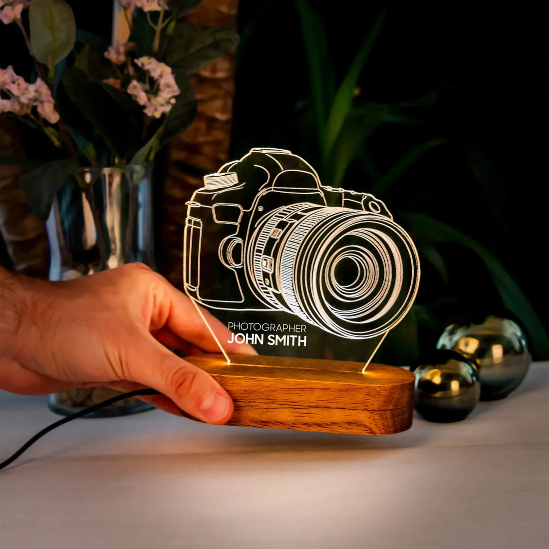 Camera Acrylic Led Lamp as Photographer Gift. 3D Night Light Photography Lover. 3D Illusion Lamp Night Light.