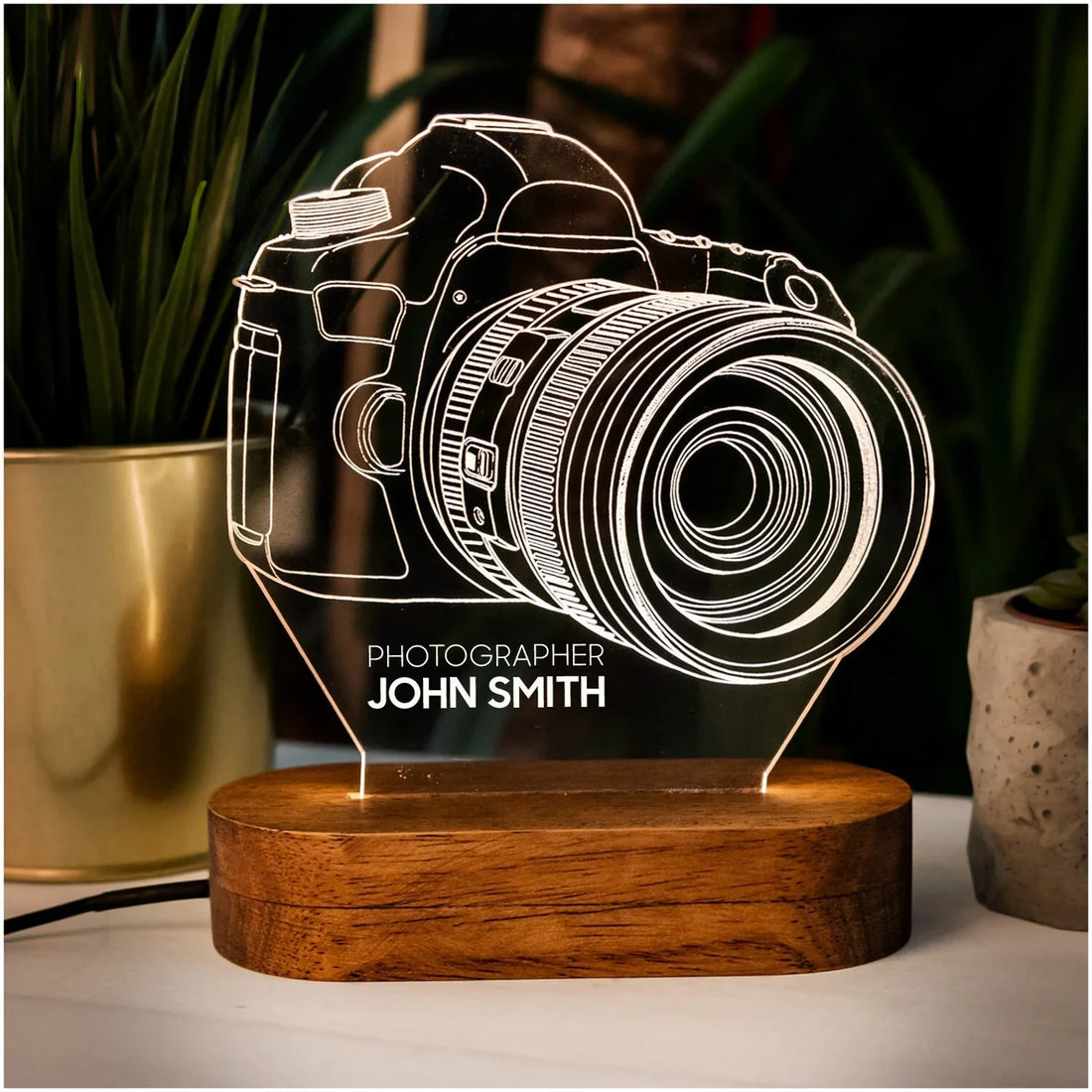 Camera Acrylic Led Lamp as Photographer Gift. 3D Night Light Photography Lover. 3D Illusion Lamp Night Light.