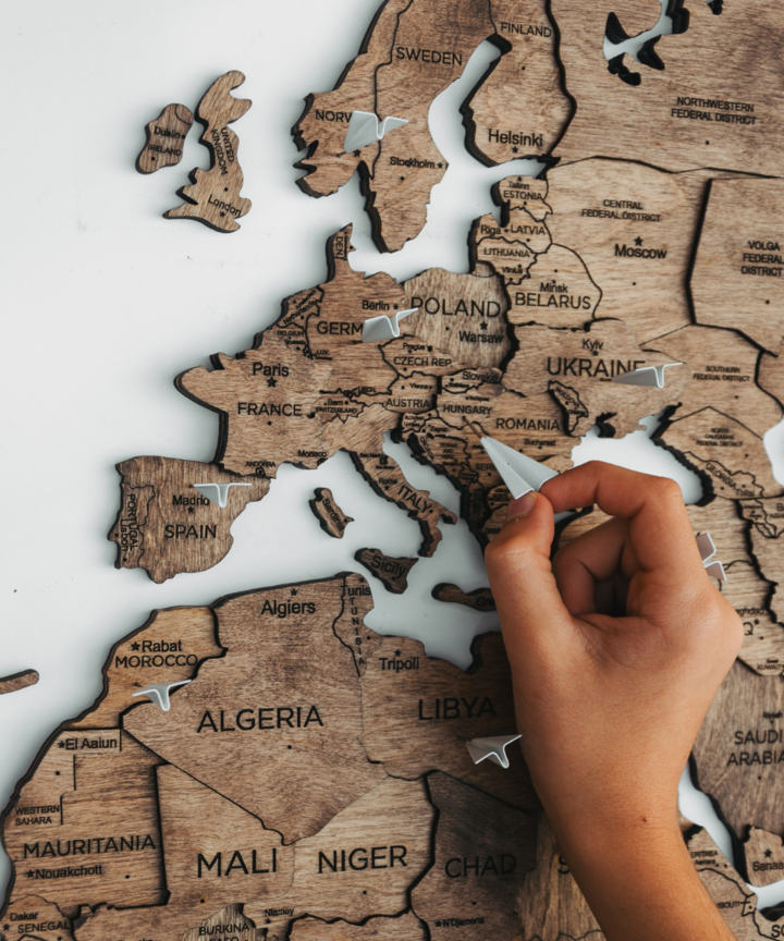 3D Wooden World Map Pine